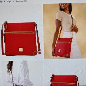 Dooney & Bourke Red Crossbody Bag with Tan Accents
